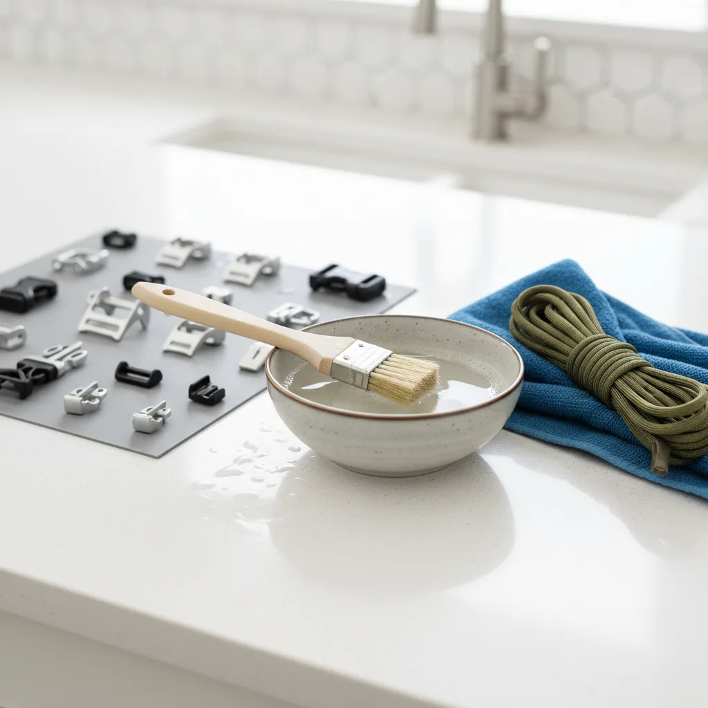 Paracord bracelet maintenance cleaning supplies and tools