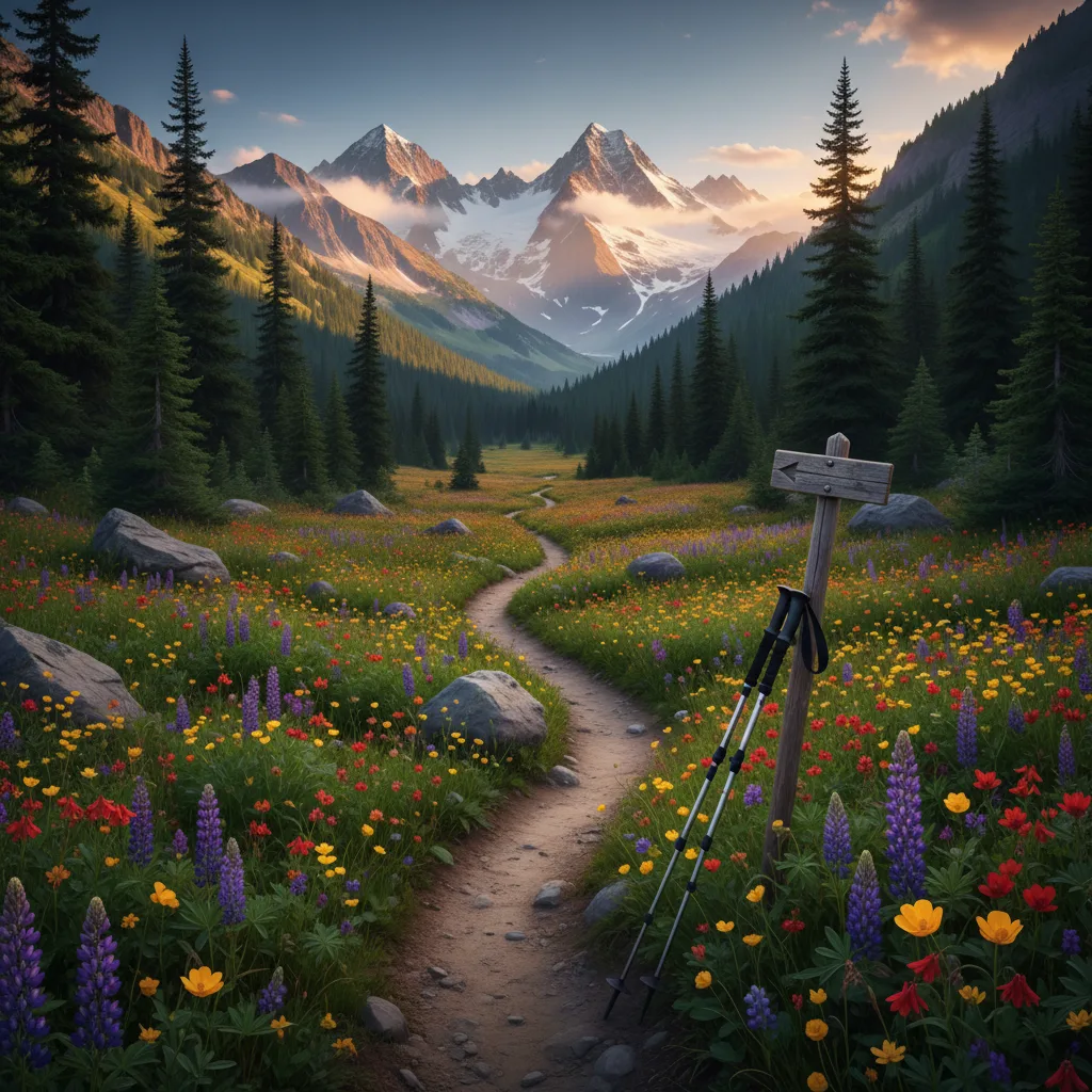 Hiker on a mountain trail wearing a paracord survival bracelet on their wrist