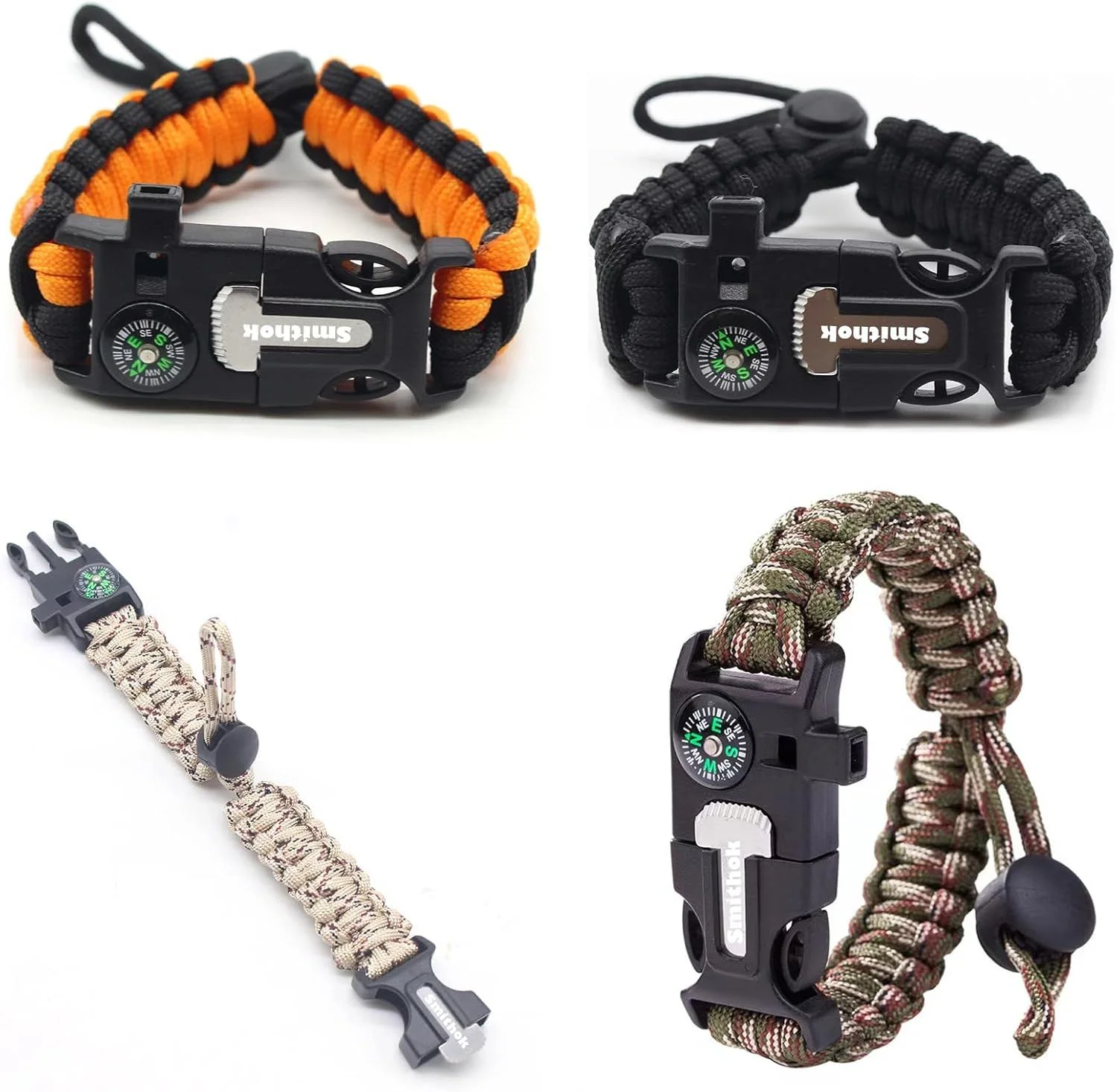 Smithok Paracord Survival Bracelet 4-Pack